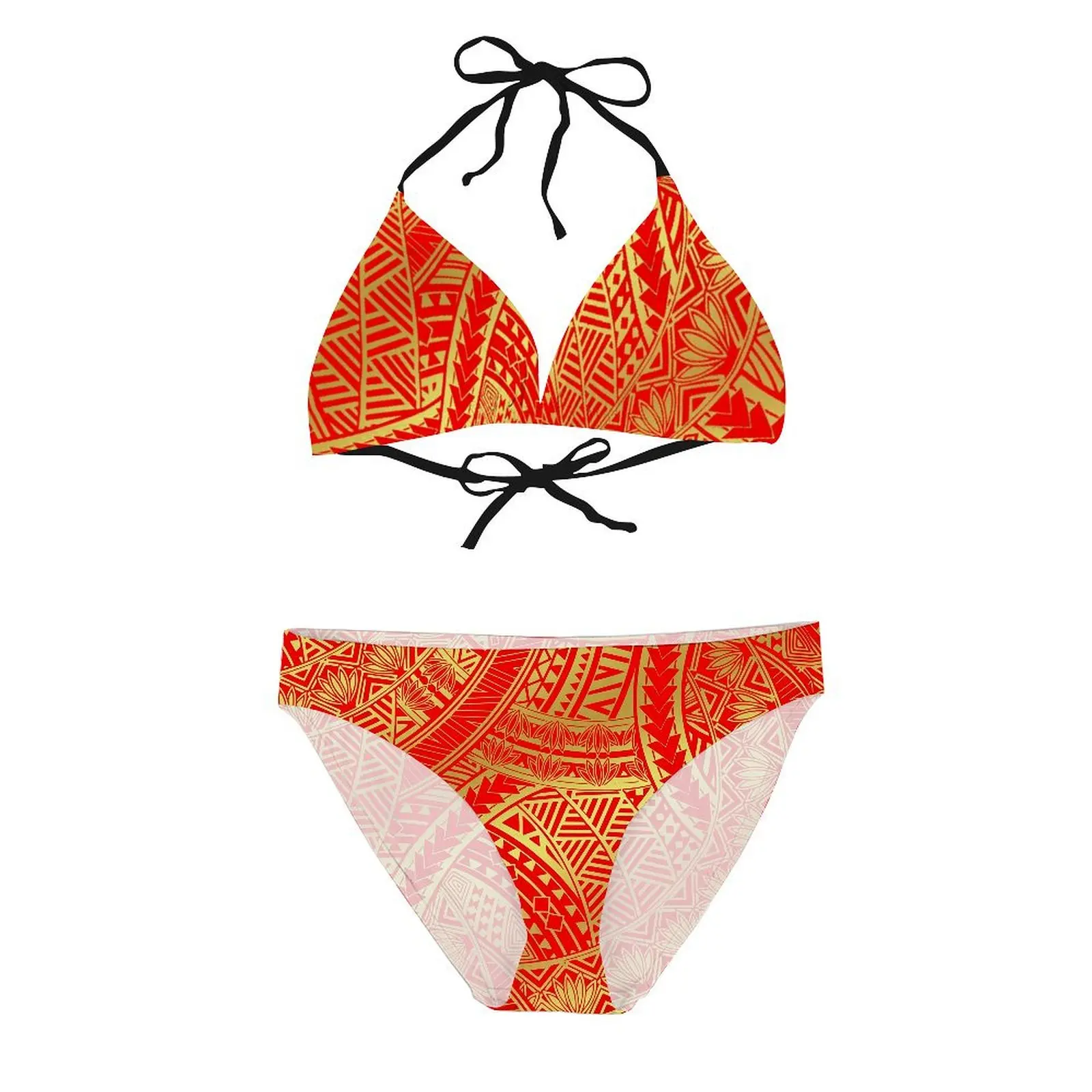 Tribal Print Summer Bikini, Custom, Vintage, Impressão tradicional, À beira-mar, Sexy, Micronésia, 2024