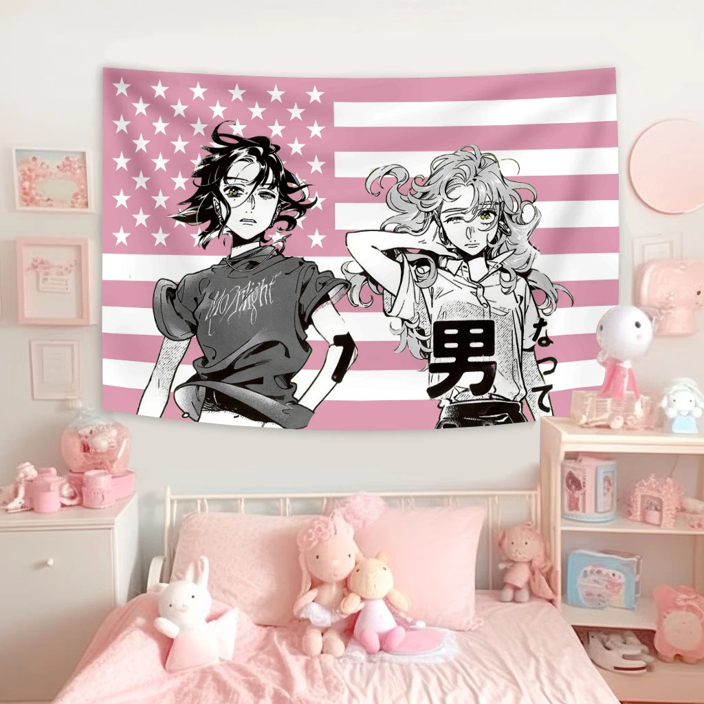 Der Kerl, der sie interessiert wurde, in einem Kerl nicht alle Wandteppich-Flaggen, beliebte Manga-Rosa-Wandbehang-Heimdekoration