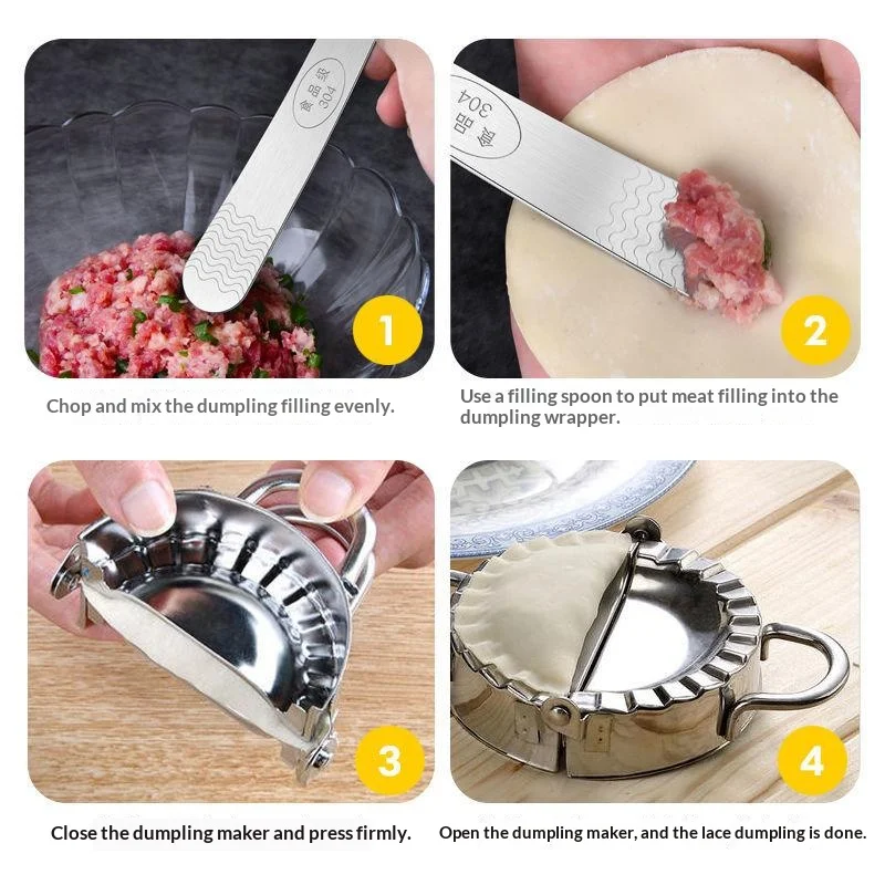 1/3PCS Stainless Steel Dumpling Filling Spoon Flat Stuffing Spatula Dumpling Making Tool Wonton Meat Filler Kitchen Gadget