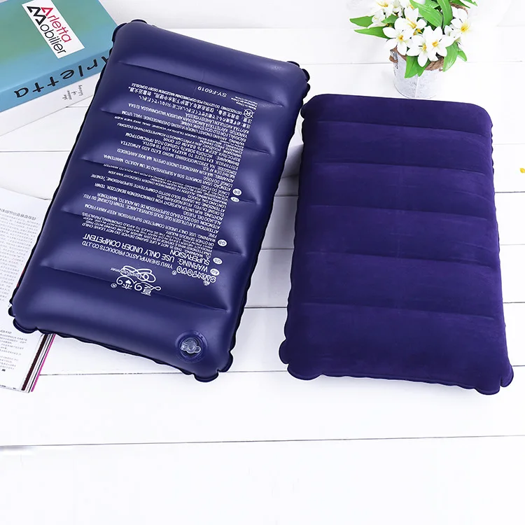 Air Inflatable Pillow Outdoor Travel Portable Folding Double Sides Flocking Cushion for Travel Plane Hotel Home Pillow