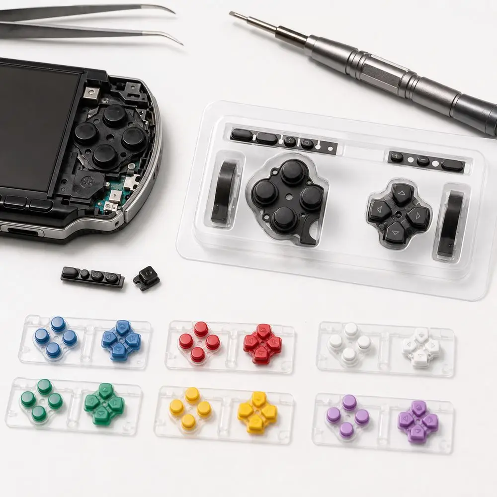 1Set Button Replacement Kit LR Buttons ABXY Select Start Home PSP Button Set High Quality D PAD Volume Key for PSP3000