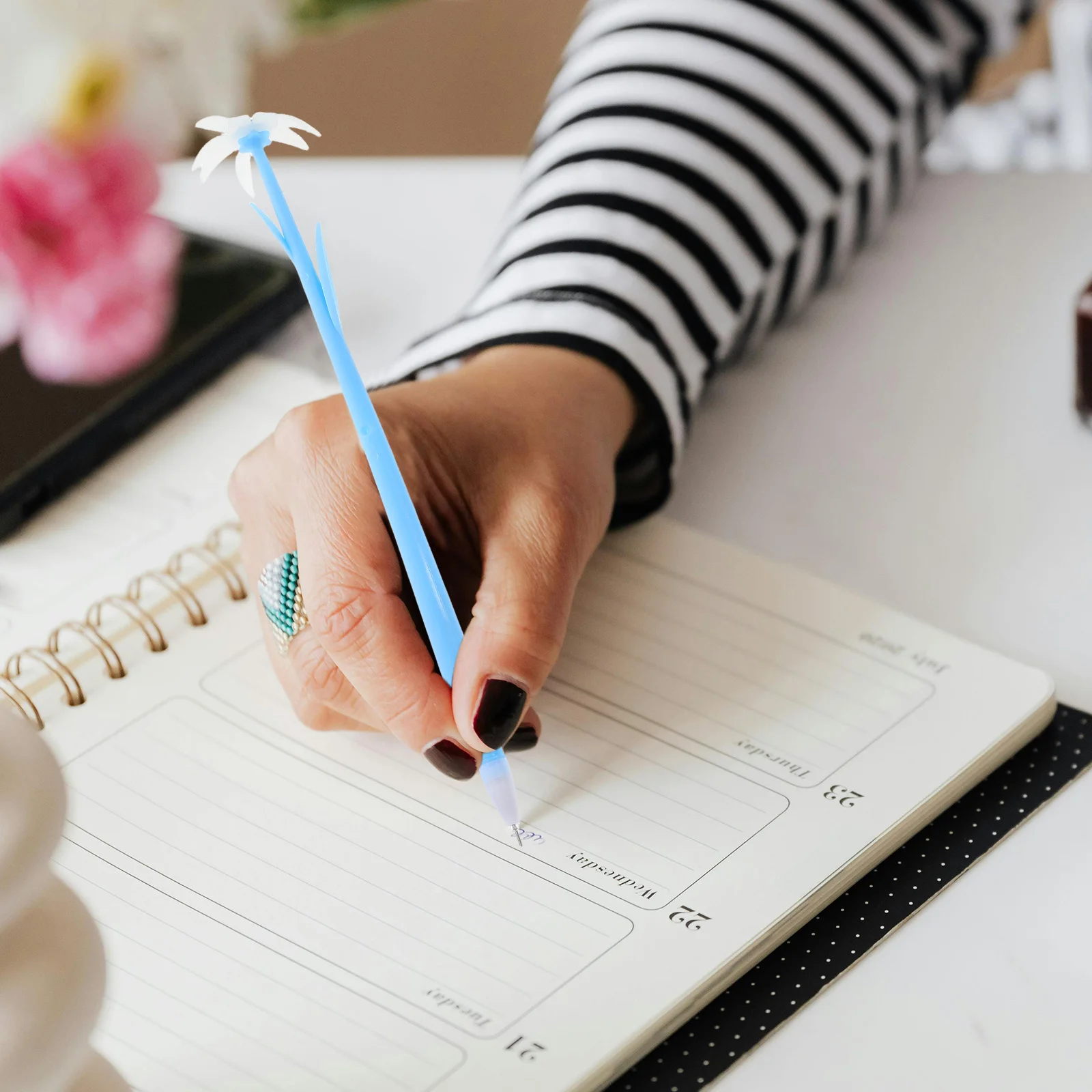 

30 Pcs Creative Flower Pen Color Change Plant Cute Stationery Plastic Decorative Pens Cartoon