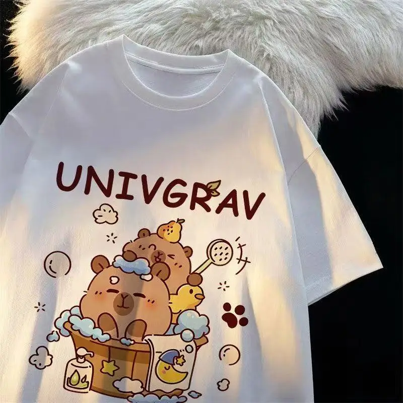 

Capibara Capybara Women 80s Korean Clothes Pop Culture Psychedelic Breathable T Shirt Comfortable Classic Women Aesthetic Tops
