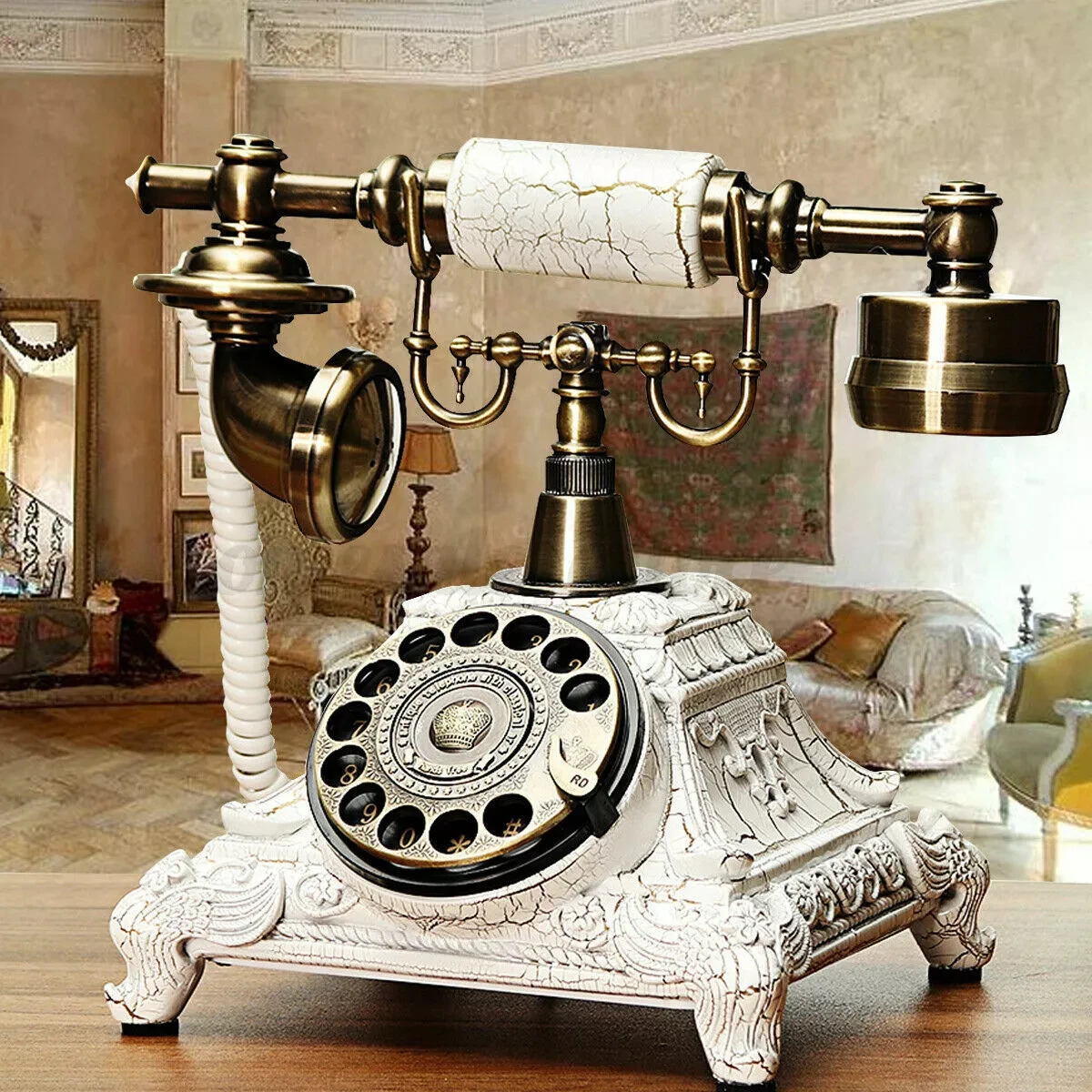 

Antique Rotary Dial Phone – Vintage European Handset Telephone, Classic Style