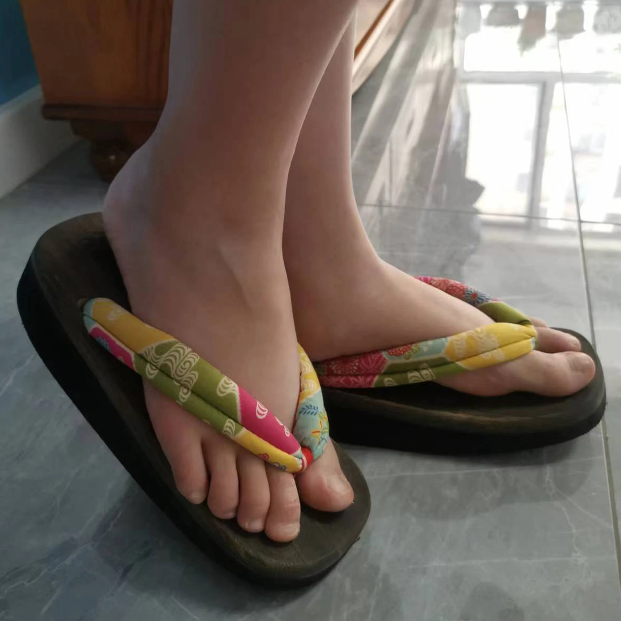 Summer Slipper Clogs Women\'s Slippers Japanese Geta Wooden and Rubber Flip-flops Slippers for size 36/37/38