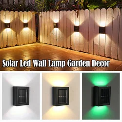 Lámpara Solar de pared para decoración de jardín, luces impermeables de arriba y abajo, iluminación de paisaje para terraza, balcón, calle, exterior, muebles, 2led