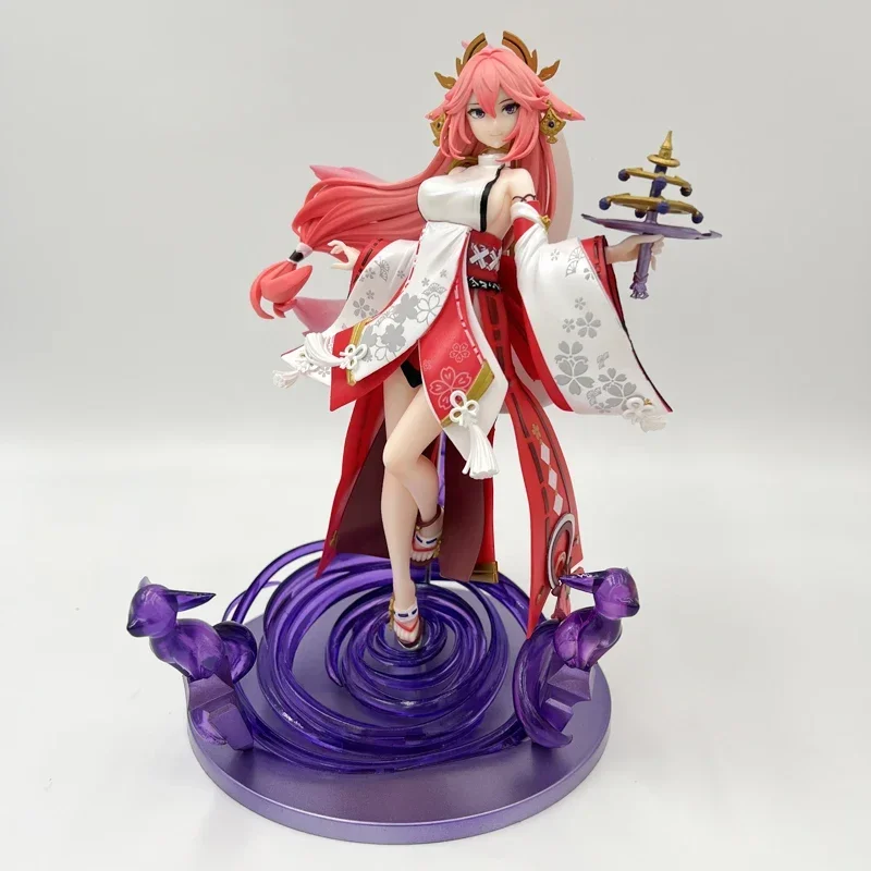 25cm Genshin Impact Yae Miko Figure Game Peripherals Sexy Girl PVC Action Figurine Kids Toys Statue Model Collectible Ornaments