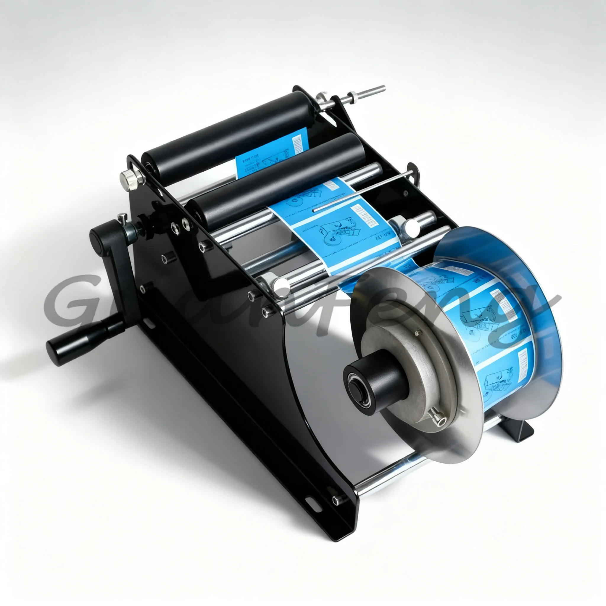 Manual Hand Crank Round Bottle Labeling Machine, Desktop Label Applicator for Cans, Stickers & Brand Logo Marking
