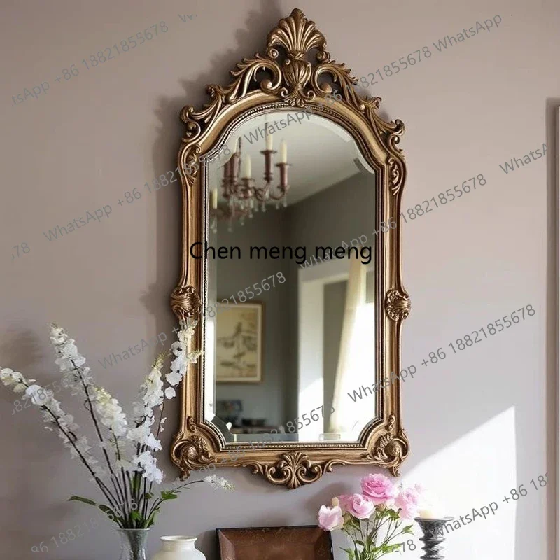 

Customized vanity mirror European retro carved vanity mirror living room entrance decoration French fireplace mirror