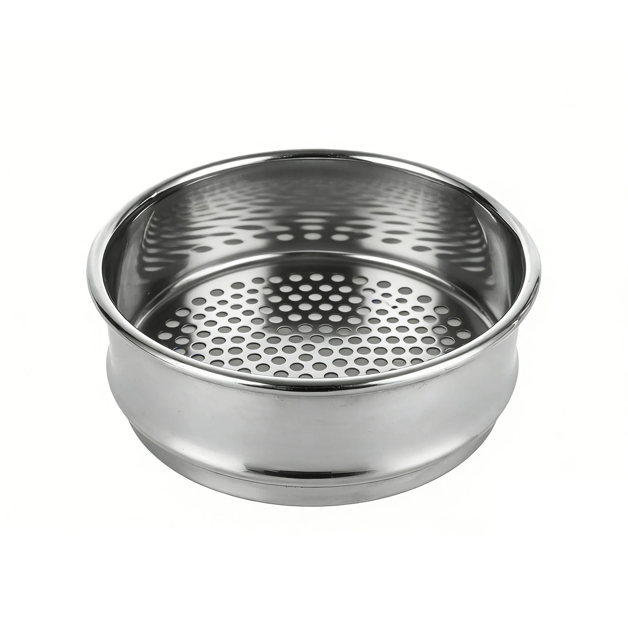 Dia 6cm Chromed Integrated Lab Test Sieve Round Hole Perforated Filter Strainer