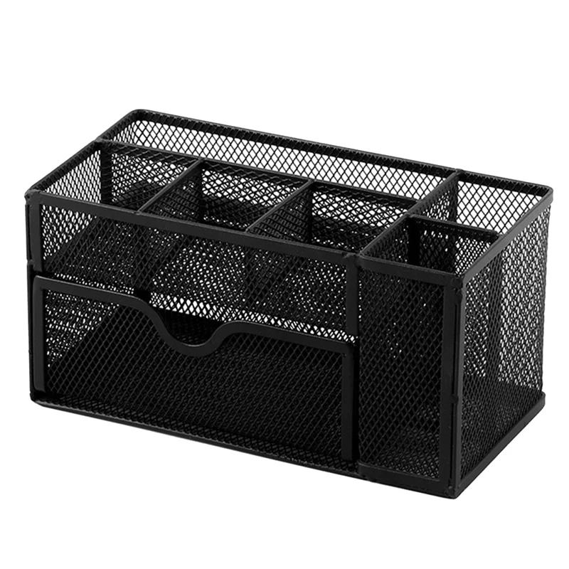 Grid Pen Holder Office Desktop Layered Storage Basket Stationery Multifunctional Finishing Rack