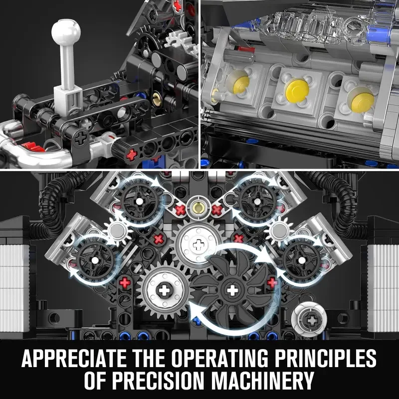 871 pçs molde rei 10230 w12 conjuntos de blocos de construção do motor moc mini modelo de motor de transmissão meninos adultos exibição coleção brinquedos