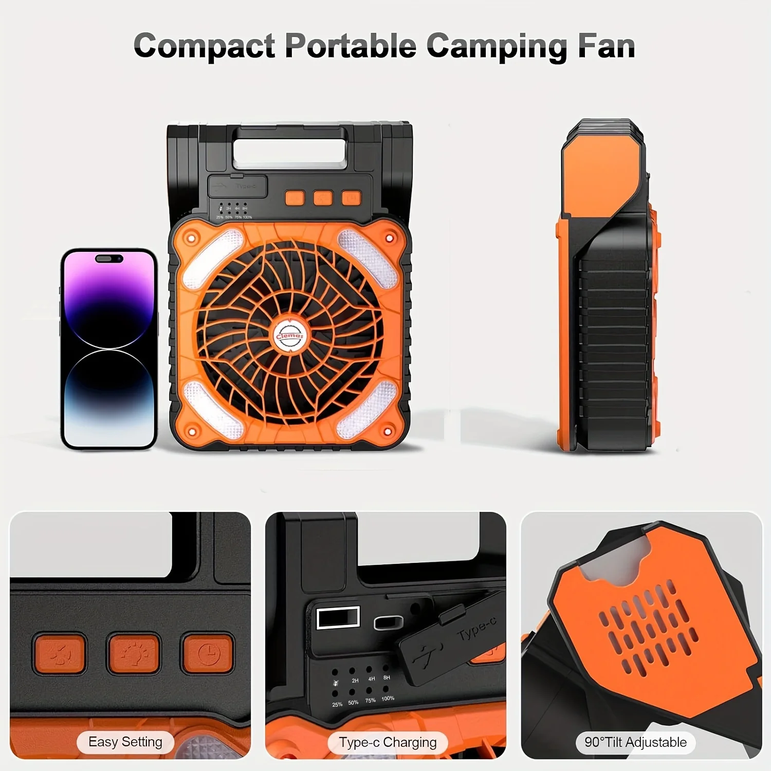 Solar Fan Camping Fan With Solar Panel Portable Personal Fan LED Lantern For Outside Stepless Speed And Quiet Battery Operated