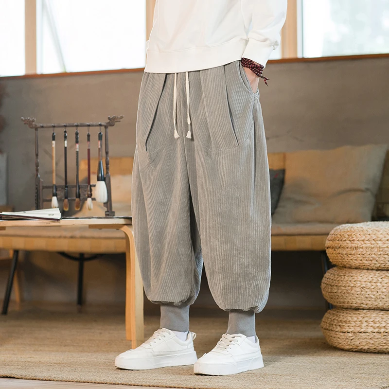 2023 Männer Winter einfarbige Cordhose Mode dicke übergroße Harem Jogging hose Frauen warme lässige lose Schritt Hip-Hop-Hose