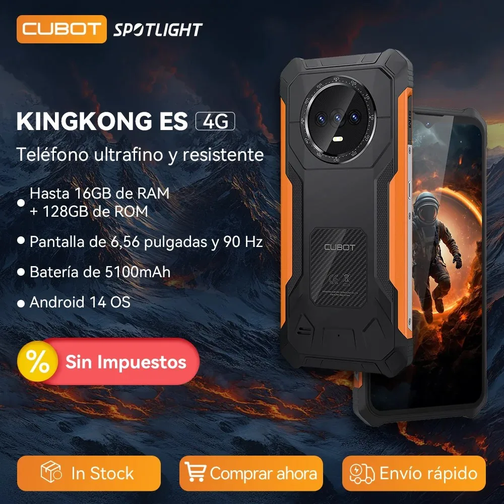 Cubot KingKong ES, защищенный смартфон, 16 ГБ ОЗУ, 128 ГБ ПЗУ, 6,56-дюймовый дисплей 90 Гц, 48-мегапиксельная камера, Face ID, 5100 мАч