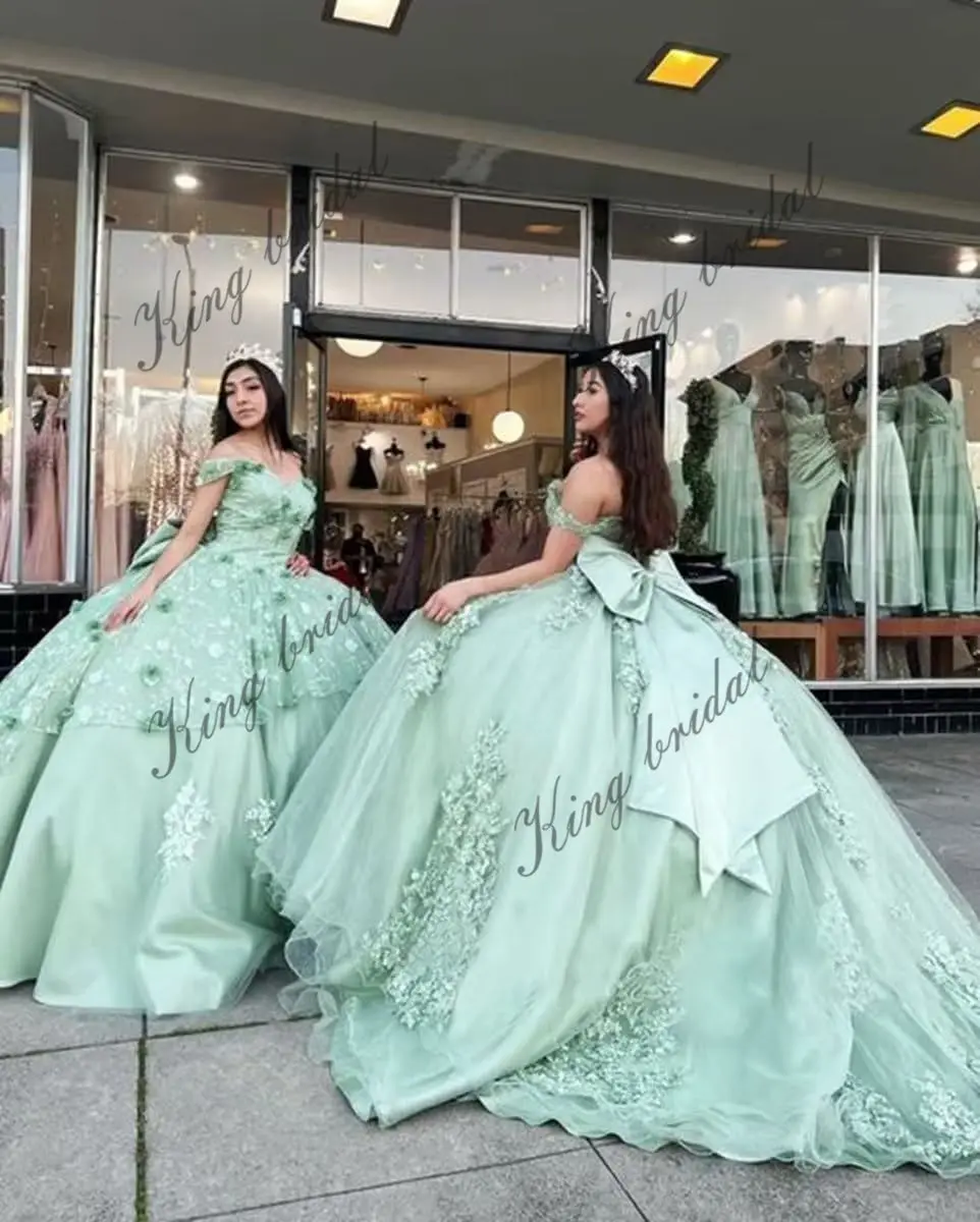 Luxury Off Shoulder Quinceanera Dresses Puffy Floral Lace Beaded Prom Dresses Sweet 15 16 Ball Gown with Train Quinceanera Gowns