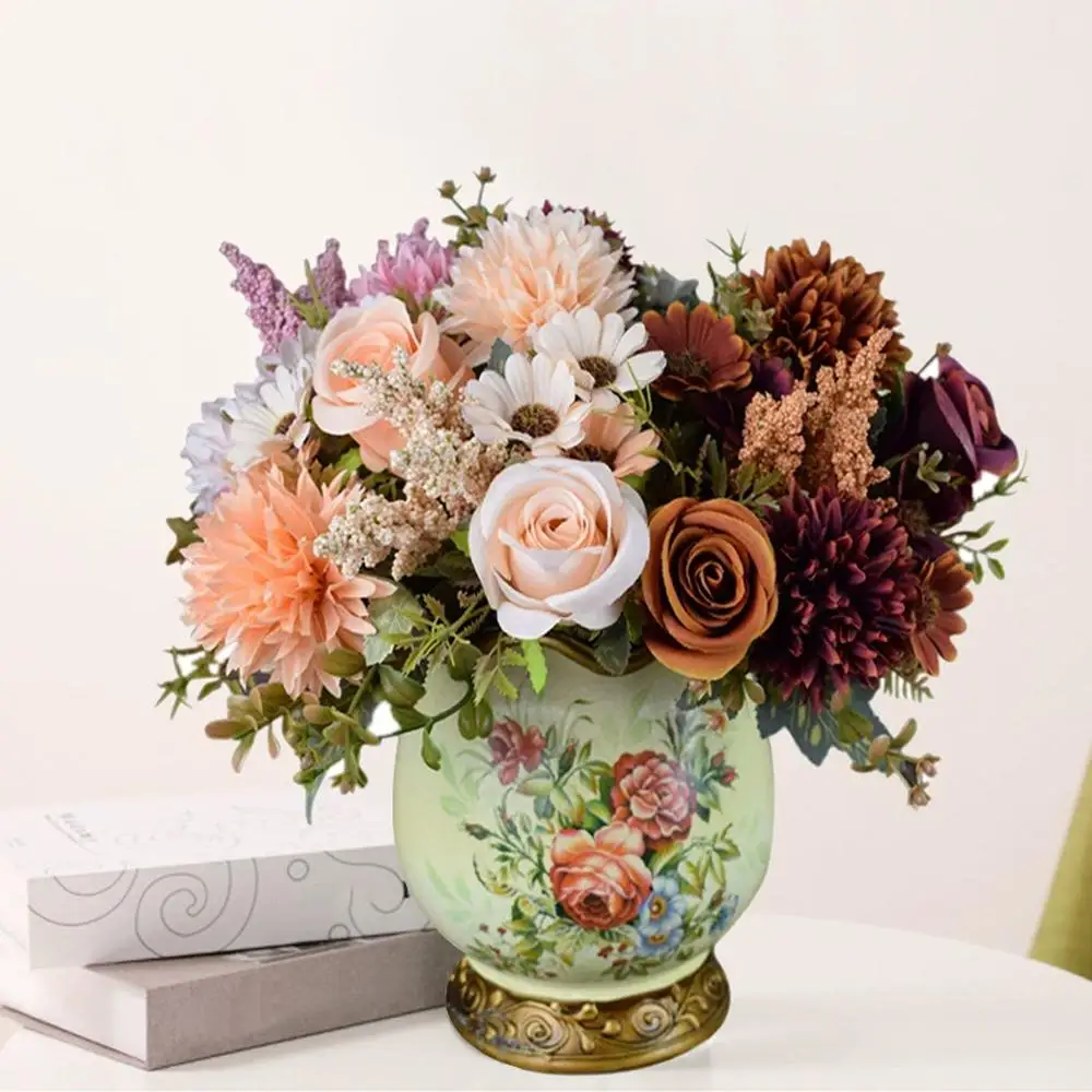 

Silk Roses Artificial Flowers Wedding Home Festival Art Wreaths Decoration Props DIY Bridal Wall Vase Photography Table Bou S4J4