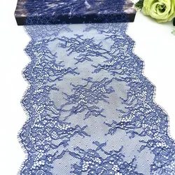 3y/lot Width 21cm Dark Blue Eyelash Lace Trim For Lingerie Sewing Craft DIY Apparel Fabric Lace Wedding Garment Accessory