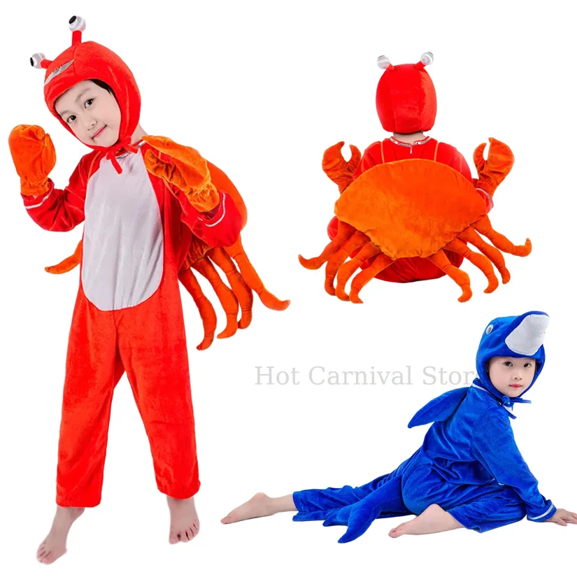 

Kids Animal Performance Costume Halloween Crab Dolphin Shrimp Pengium Costume Adult Cosplay Clothing Animal Costumes Jumpsuit