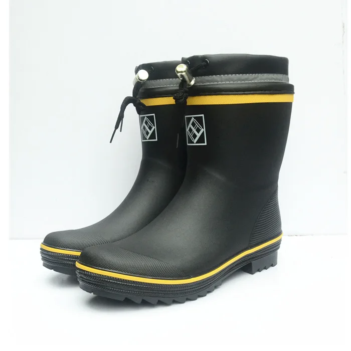 Men's Rubber Rain Shoes Plus Outdoor Soft Water Shoes Velvet Rain Boots Men's Mid-tube Fishing Shoes Daily Rubber Shoes