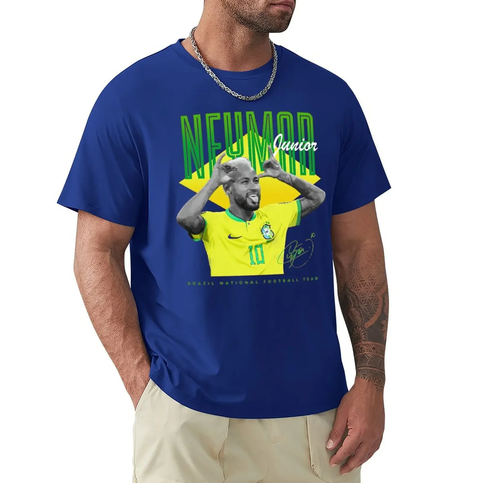 High Grade Activity Competition USA Size  Sports  Neymar And Jr Brazil Celebrate Soccer Striker 75 Graphic Vintage Tees