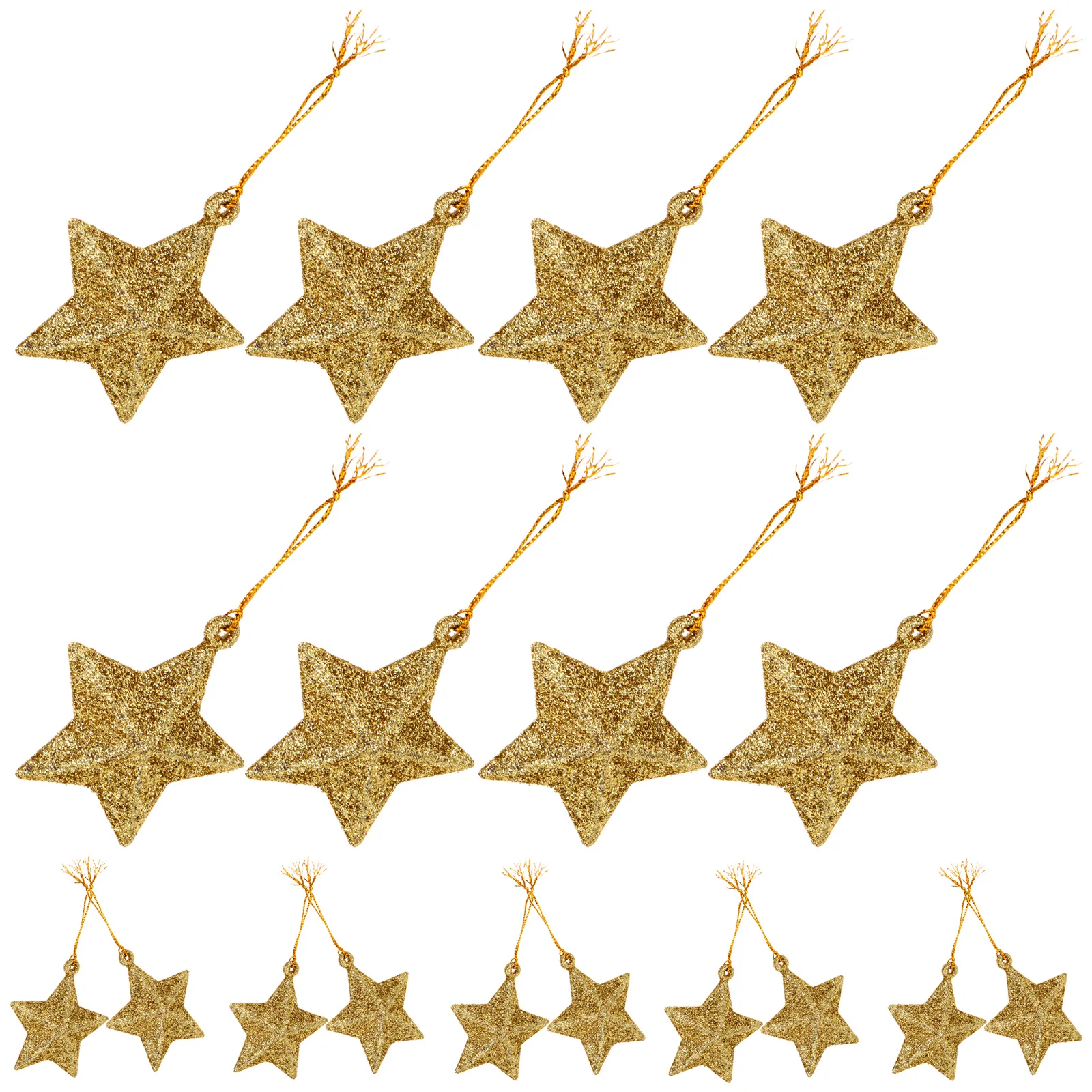 24 Pcs Pentagram Christmas Tree Pendants for Xmas Five-pointed Star Decors Garland Silver Decorations Star-shaped Ornaments Pvc