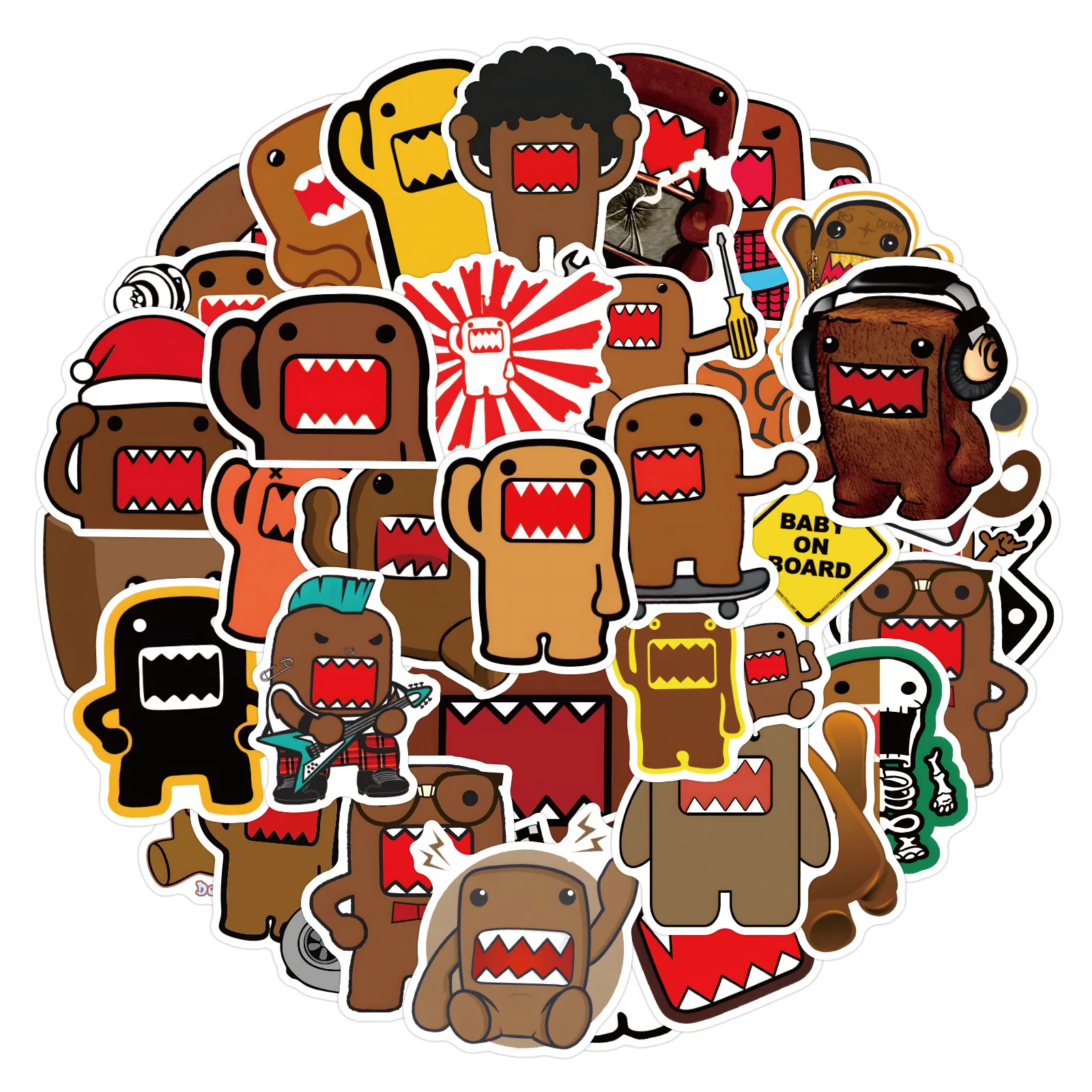 10/52pcs  Cartoon cute domo kun Stickers jdm Doodle Sticker Collection DIY Toy Luggage Laptop Skateboard Decals Stickers