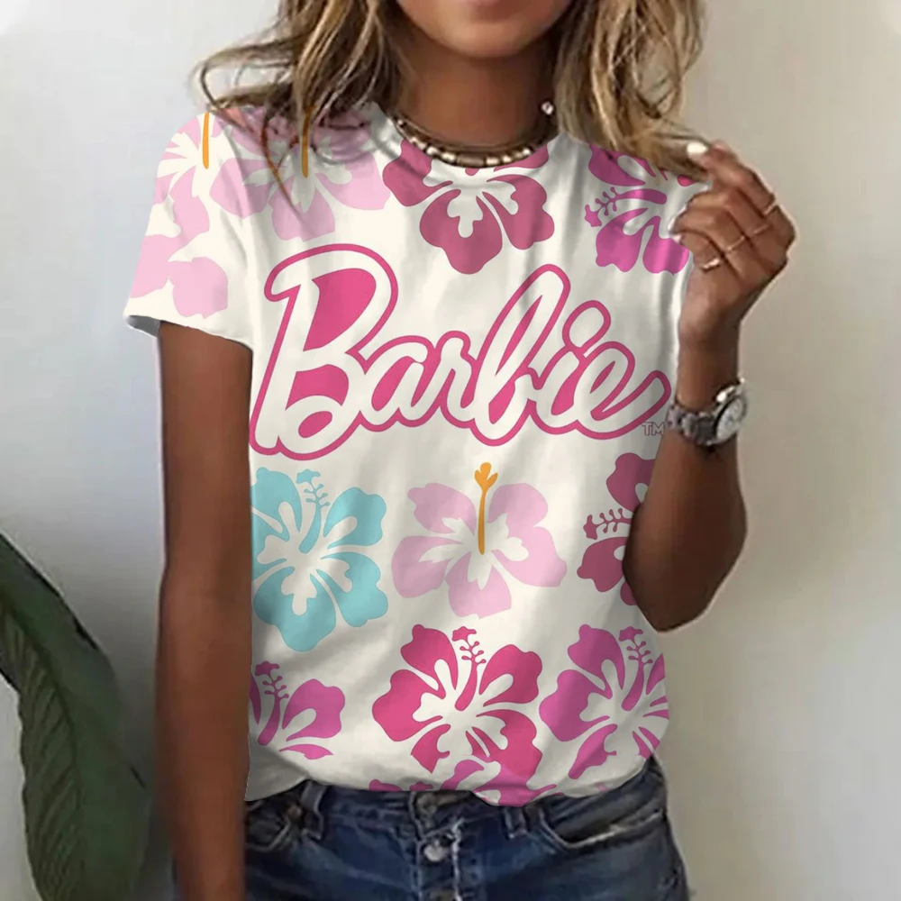 Summer Barbie Princess 3D Printed T-shirt Women's Casual Fashion Street Clothing Short Sleeved O-neck T-shirt Harajuku T-shirt