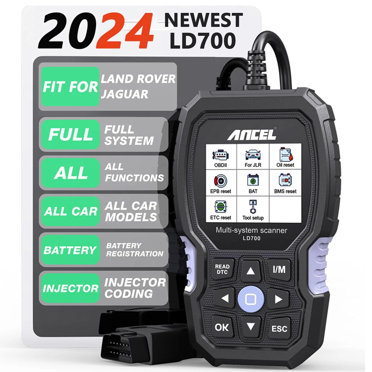 ANCEL LD700 All Systems Diagnostic Scan Tool fit for Land Rover Jaguar Car Battery Registration Oil Reset ABS Automotive Scanner