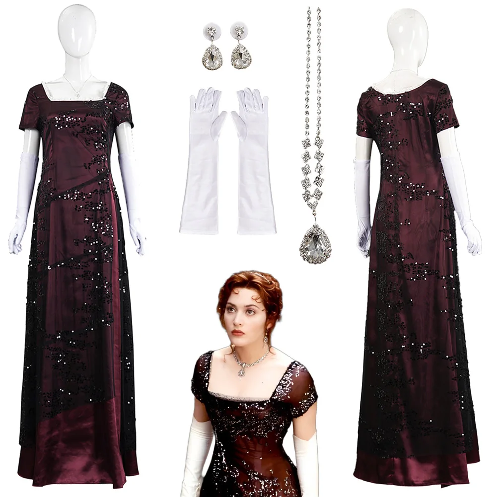 

Disguise DeWitt Bukater Rose Cosplay Dance Dress Clothing Movie Titanic Costume Adult Women Roleplay Fancy Dress Up Party Outfit