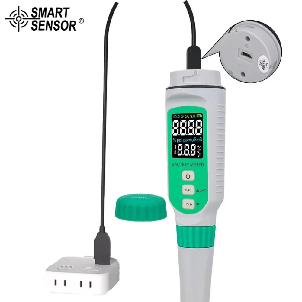 Rechargeable Water Quality Detector Digital Salinity Meter Food Beverages Salt Conten Water Meter Aquarium Seawater Salt Tester