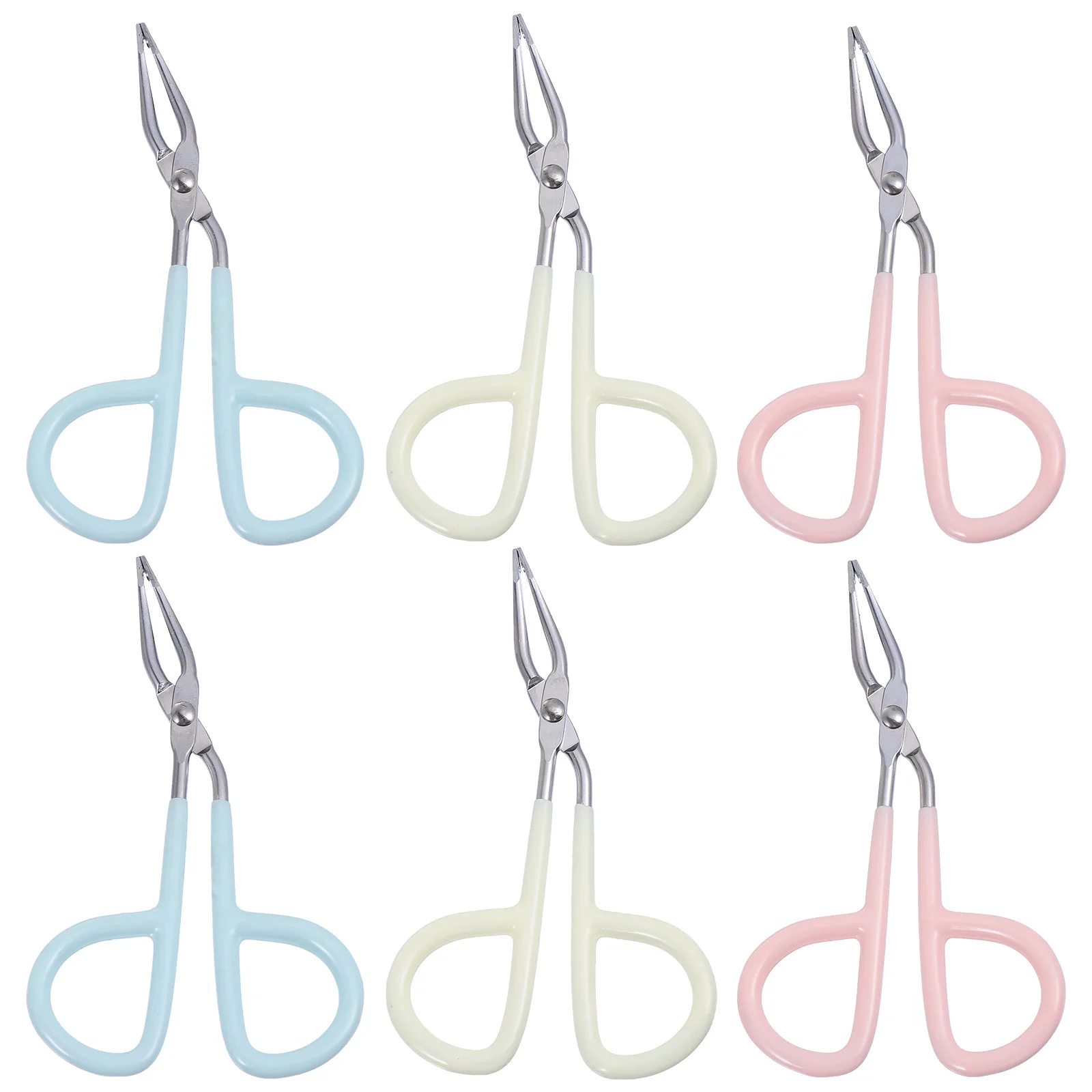 

6 Pcs Scissors Shaped Eyebrow Tweezers Stainless Steel Flat Tip Mixed Color Eyebrow Makeup Tool Professional Use