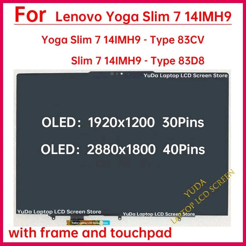 14 Inch Touch Screen For Lenovo Yoga Slim 7 14IMH9 Type 83CV 83D8 OLED LCD Display Digitizer Assembly Replacement WUXGA / WQXGA+