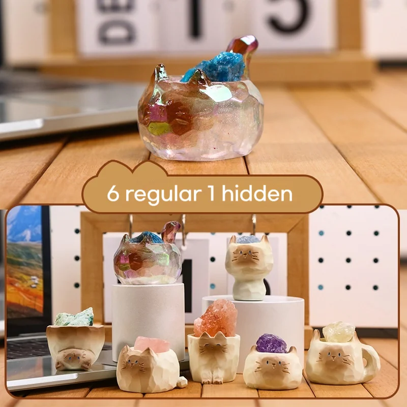 

PAL Cat Crystal Blind Box Mini Original Stone Cartoon Figure Cute Office Desktop Car Decor Good Luck Gift For Cat Lovers Toys