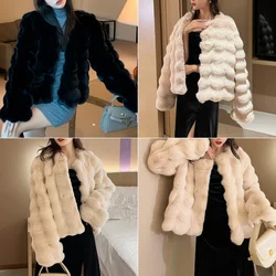 White Fur Coat for Women 2023 Autumn and Winter New Style Short Imitation Fur Plush Collarless Top Short Top Warm and Trend