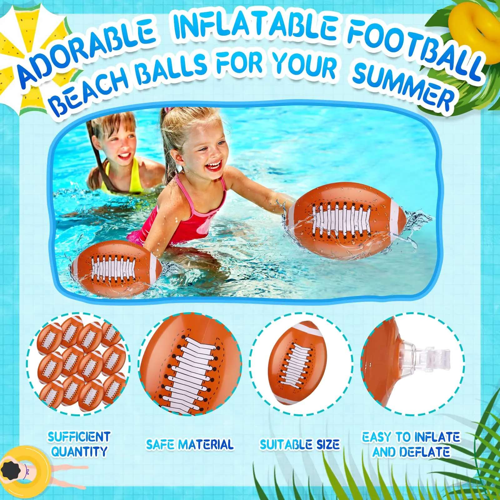 Opblaasbaar Voetbal Voor Kind, 16 "Opblazen Voetbalfeest Supplie Strandspeelgoed Strandwaterspel Strandvoetbaldecor