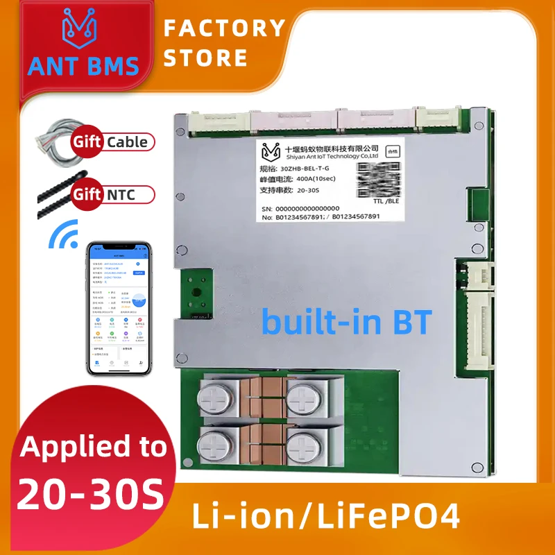ANT 72V 400A Smart Bluetooth BMS 8S 20S 30S Relay Lithium Battery Protection Board 48V 96V 126V