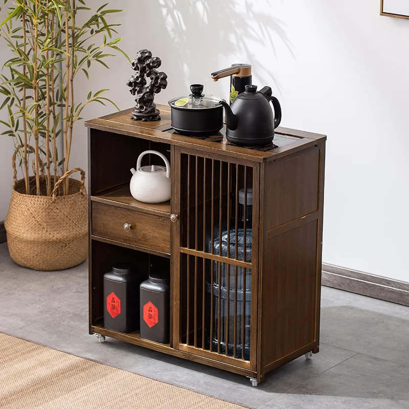 Mobile Cabinet Office Tea Table-Side Cabinet Tea Set Cabinet Storage Rack Brewing Tea Table