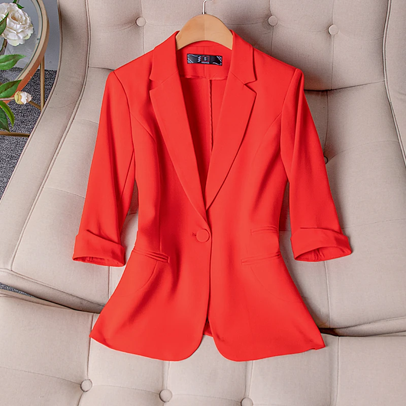 Spring Summer Women Blazers Jackets Coat for Ladies Office Work Wear Career Interview Professional Female Outwear Tops