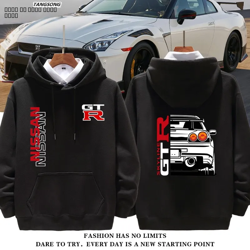 

Мужская толстовка свободного кроя GTR War God R35R34 с принтом автомобиля, теплая, из смесового полиэстера и хлопка, с длинным рукавом