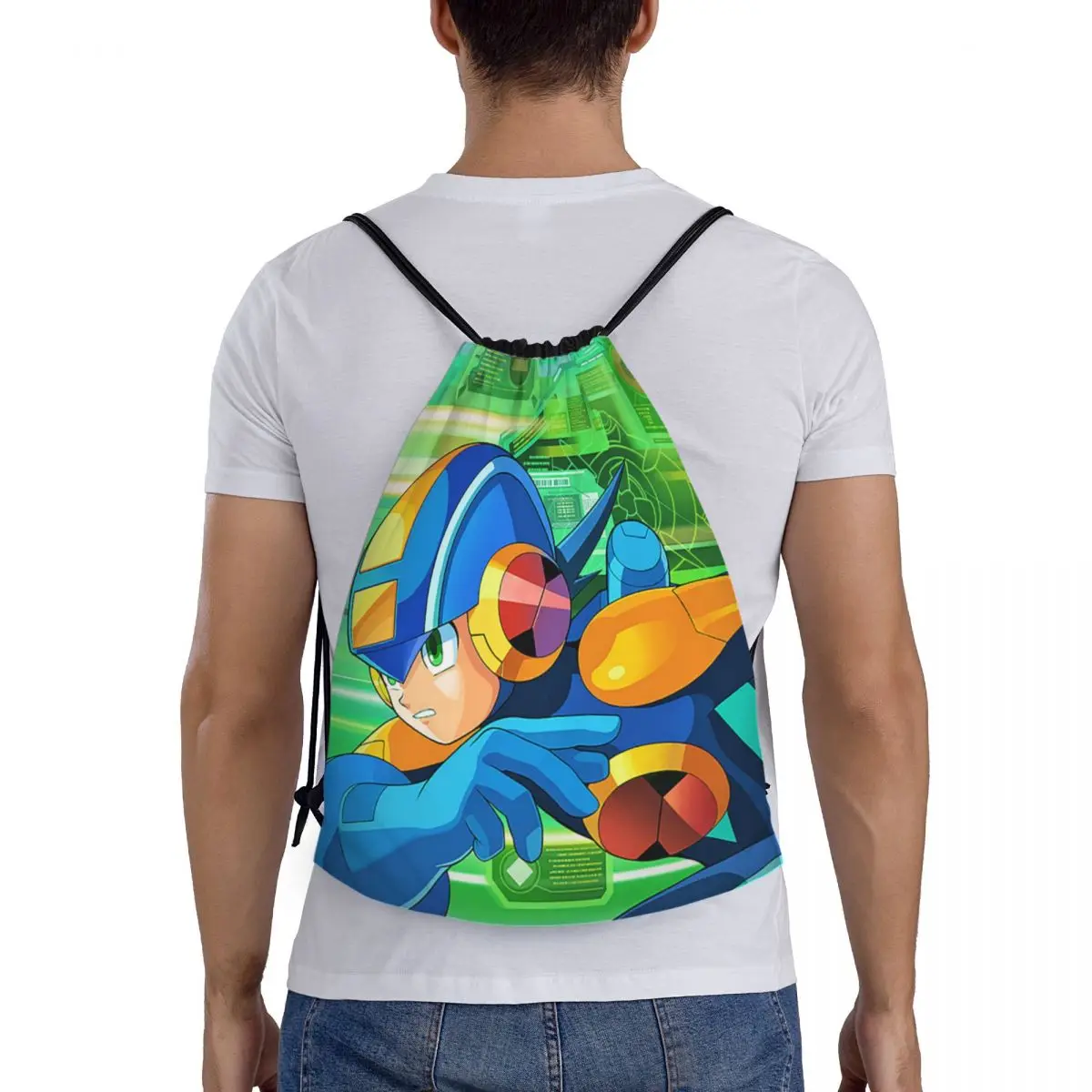 

Megaman Video Game Mega Man Backpacks Multi-function Portable Drawstring Bags Storage Bag Book Bags For Travel Students