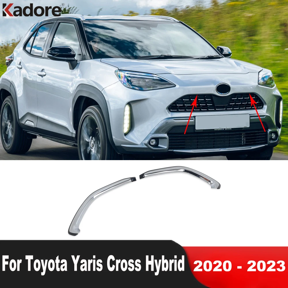 

Front Center Grille Grills Cover Trim For Toyota Yaris Cross Hybrid 2020 2021 2022 2023 Chrome Car Molding Exterior Accessories