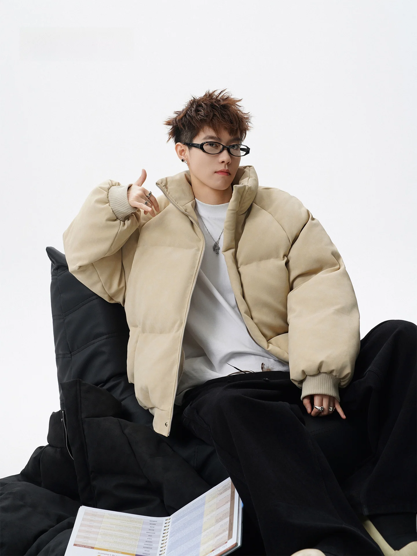 

American Sle Canvas Stand Collar Cotton Jaet Men's Spring Trendy Brand Dyed Texture Bread Sle High Street Coat Warm Cot...