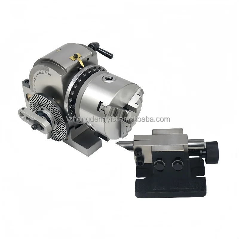 Tailstock Indexing Plates for Milling Drilling CNC Machine Tools Precision Semi Universal Dividing Head Set with 3-Jaw Chuck