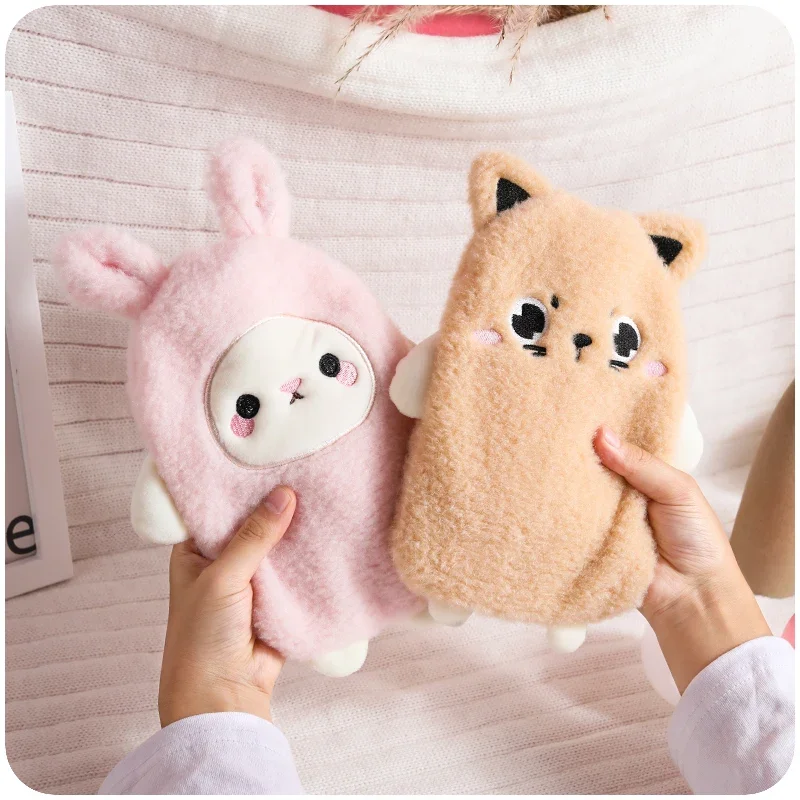 Cartoon hot water bag with water and warm stomach during menstrual period