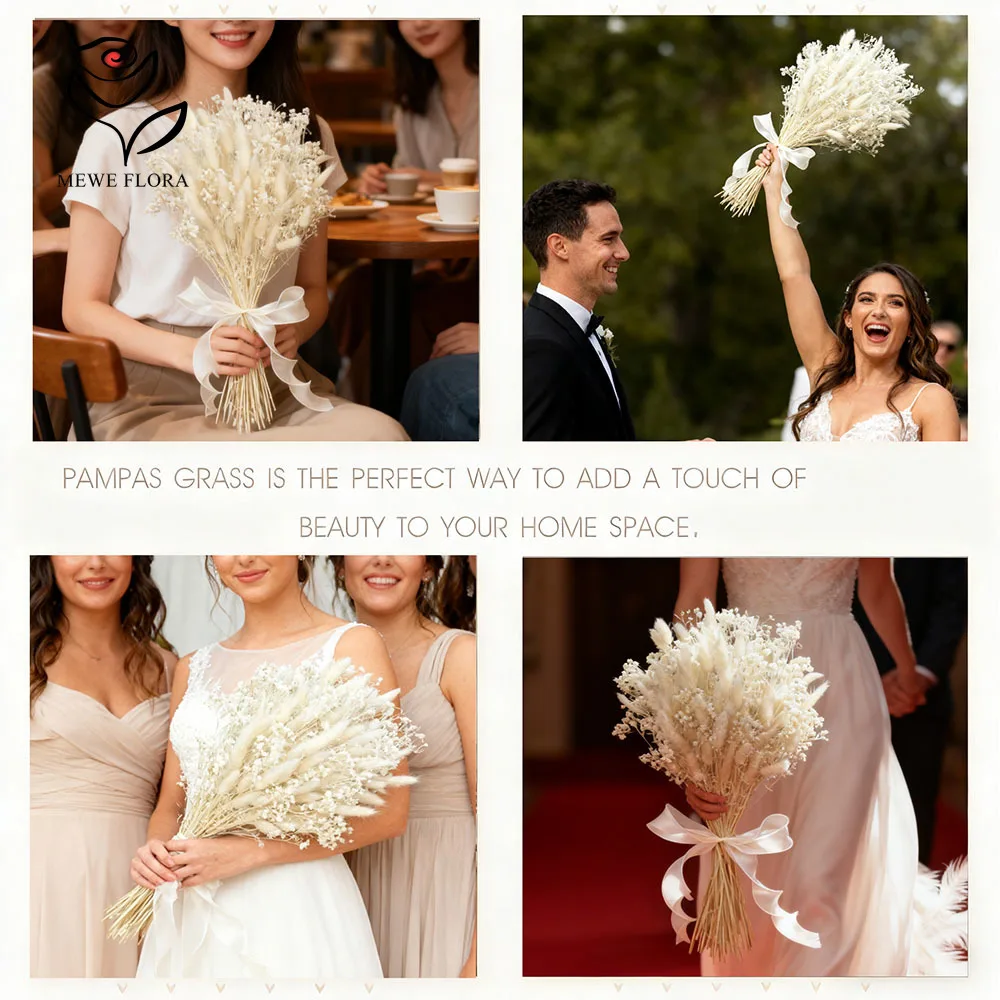 Natural Dried Gypsophila Flower Bouquets Best Boho Chic Home Decor Real Bunny Tails Grass Baby Breath Bunch Valentine's Day Gift