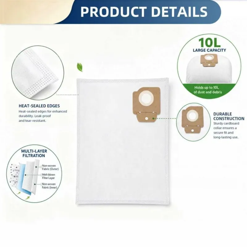 AT28-For Karcher Cv30/1 Cv38/2 Dust Bag Replacement Parts 12Pcs Non-Woven Garbage Dust Bags Vacuum Cleaner Accessories