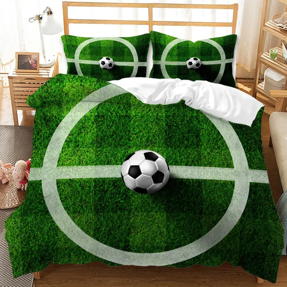 

Soccer Duvet Cover Set Sports Blue Flame 3D Printed Football Comforter Cover Set for Boys Soft Microfiber Queen/King Size