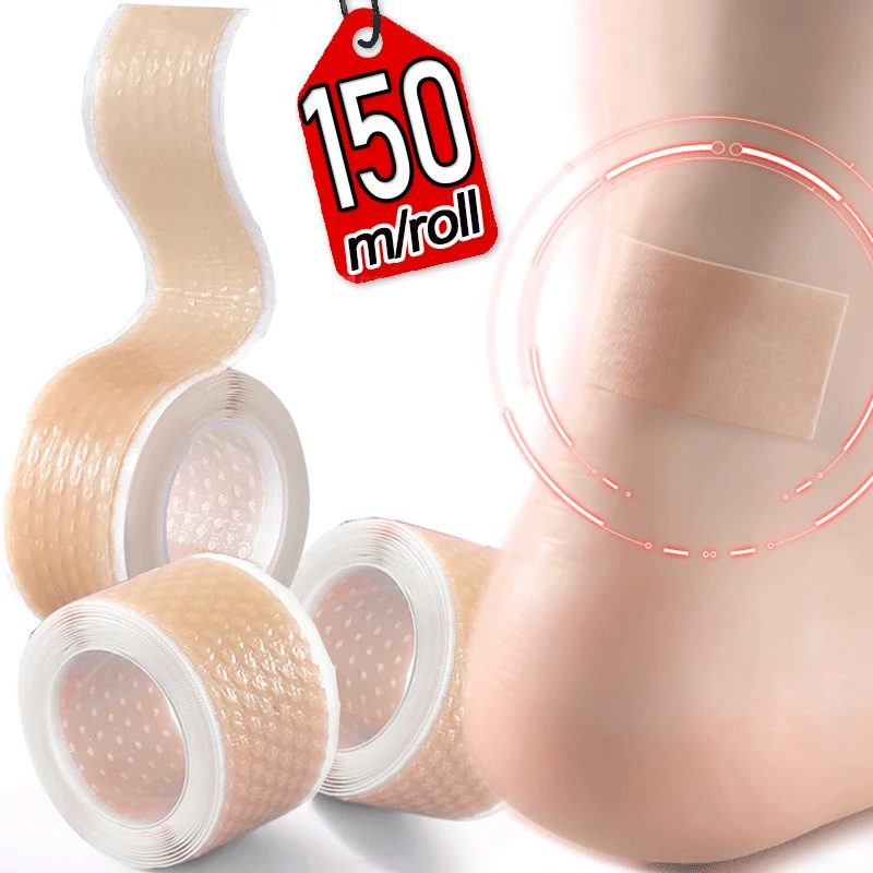 100cm Women's Bionic Silicone Heel Protectors for Pain Relief Tools Foot Care Cushion Gel Heel Protector Grip Shoe Pads Tapes