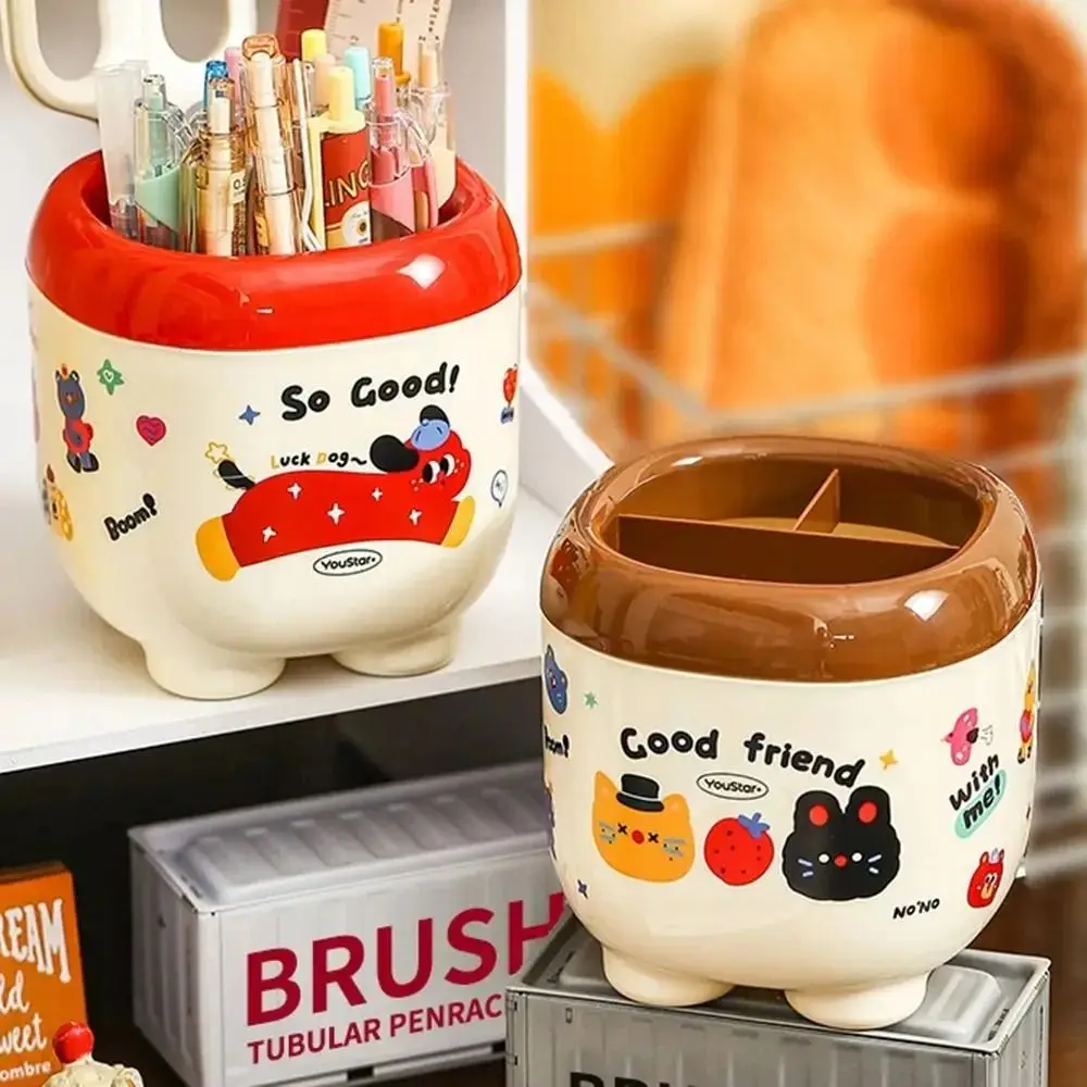 

3 Compartments Dividing Grids Pen Holder Large Capacity Stylish Pencil Storage Box Compact Multi-functional Stationery Organizer
